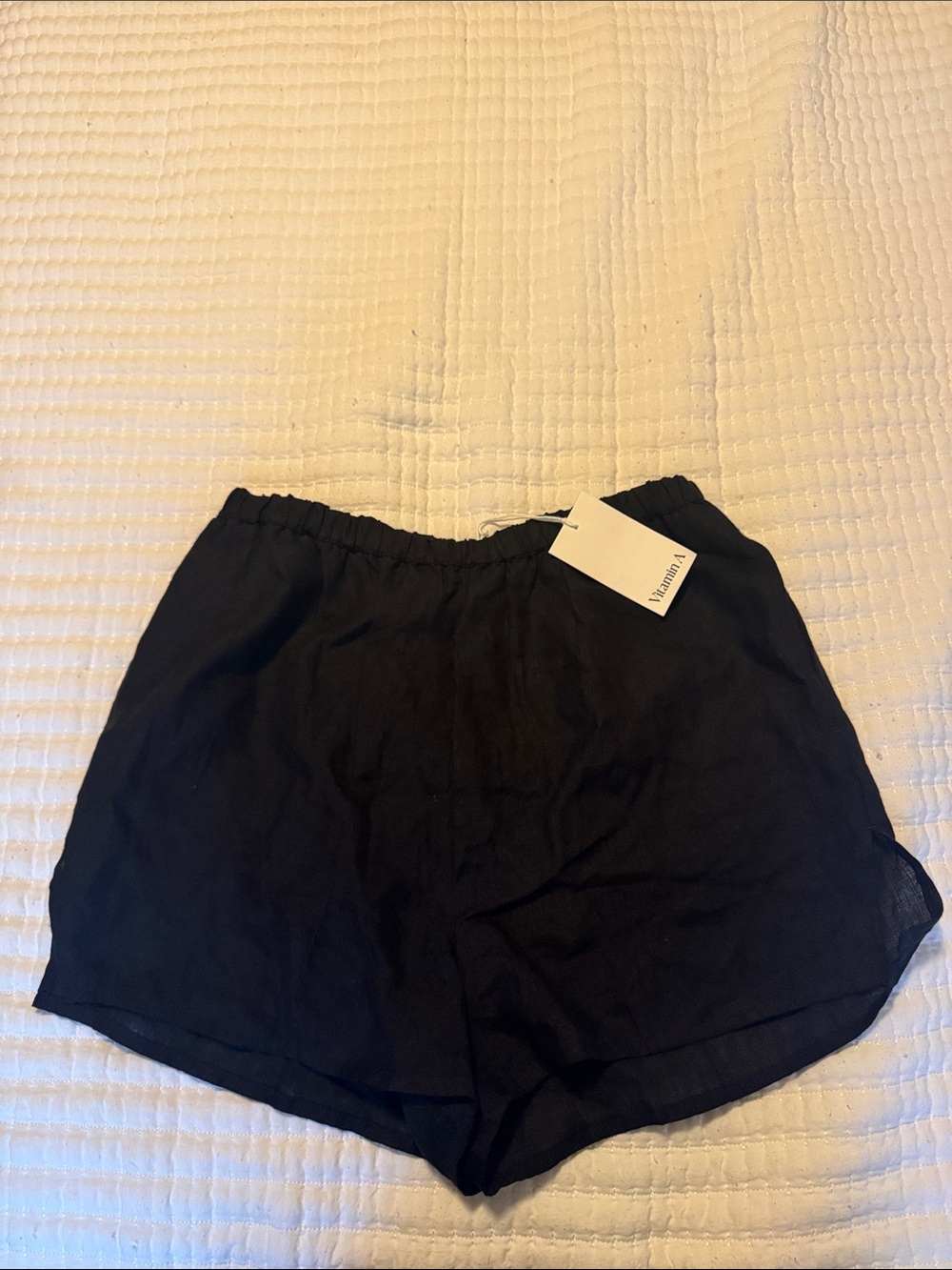NWT Vitamin A Women's Black linen Cover Up shorts